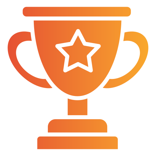 A stylized golden trophy cup